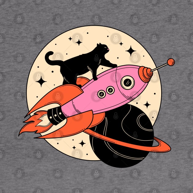Space Walker Black Cat in orange by The Charcoal Cat Co.